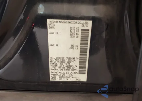 2013 Nissan Altima 2.5 Sv z USA, uszkodzony, nr VIN 1N4AL3APXDC130385